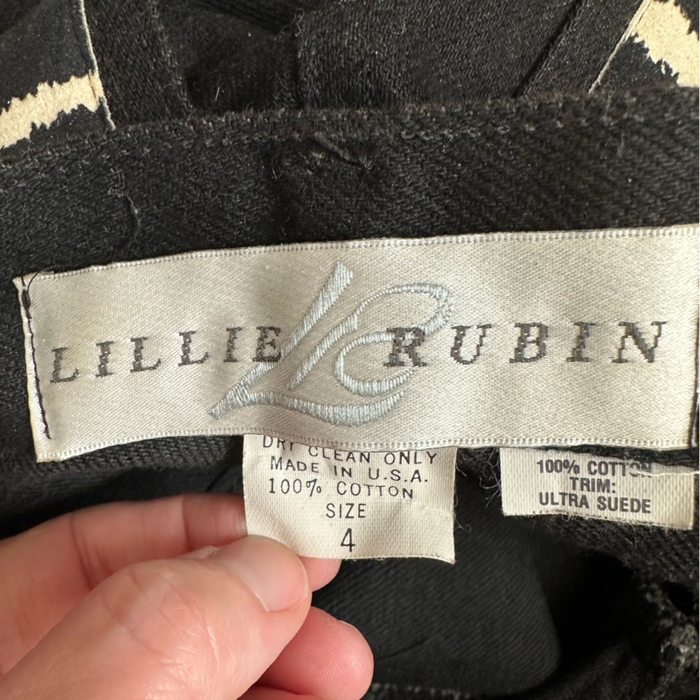 Lillie Rubin Black Jean Jacket and Pants Set with White Zebra Accents - Picture 13 of 13